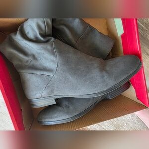 style & co 7.5 wide calf flat grey slouch boots knee boots